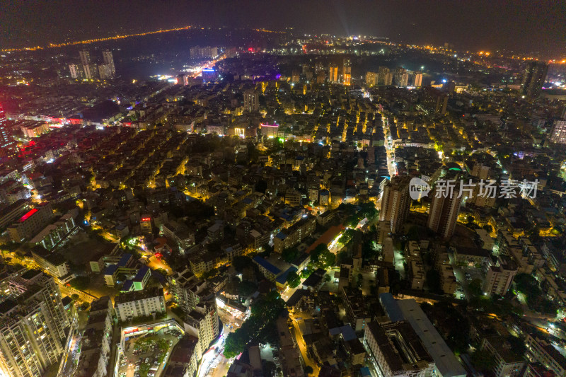 广西钦州城市夜景灯光航拍摄影图