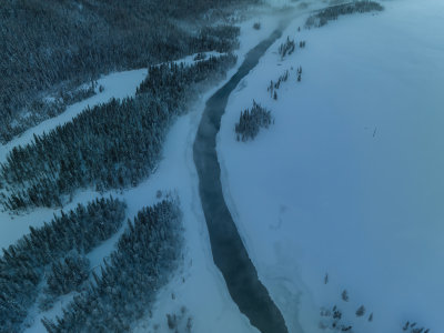 新疆北疆阿勒泰喀纳斯冬季雪景童话世界航拍