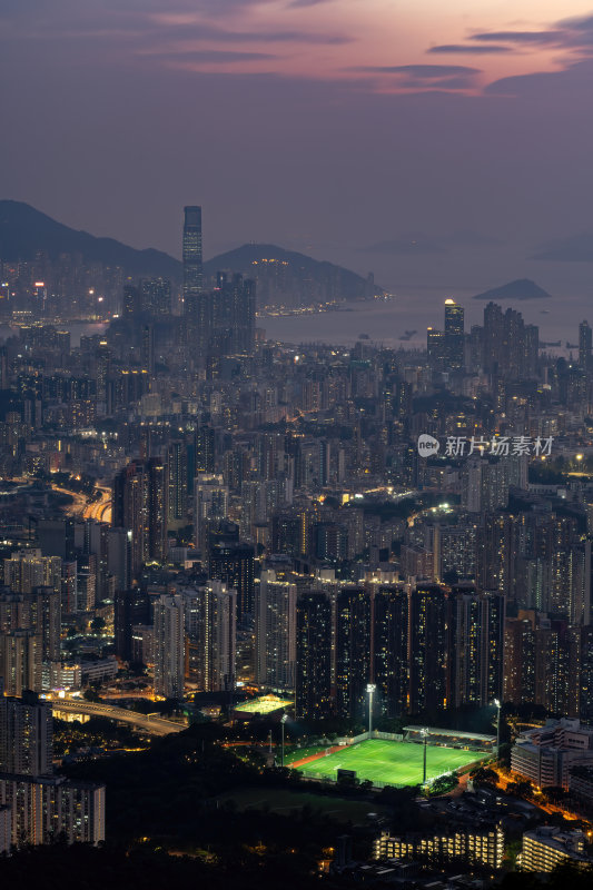 香港维多利亚港CBD中环夜景