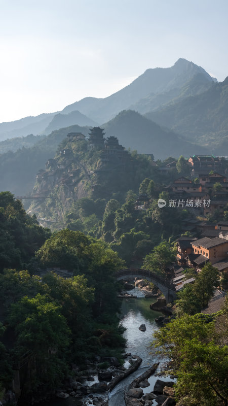 江西上饶网红景点望仙谷日出蓝调灯光航拍