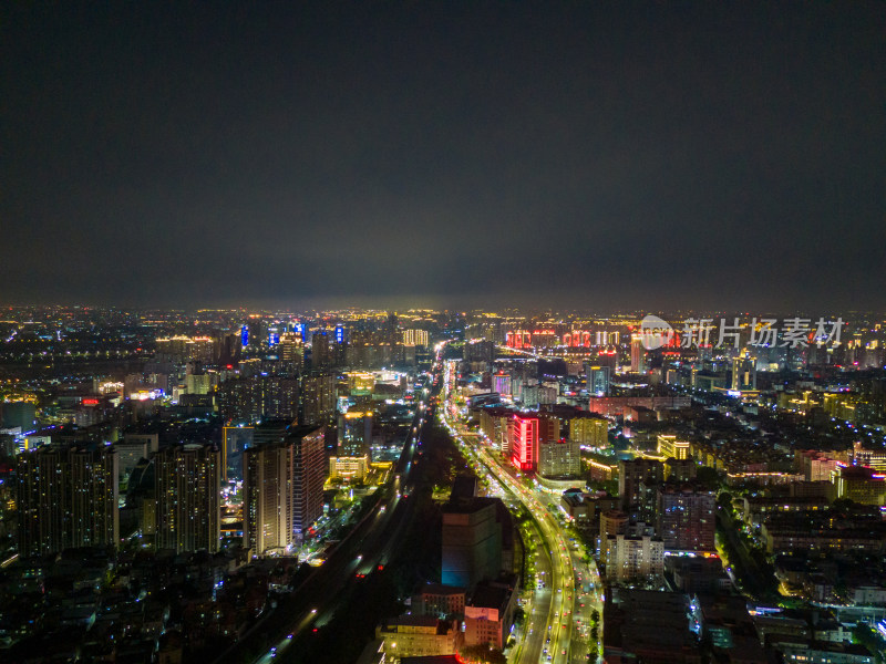 福建泉州城市大景夜景航拍图