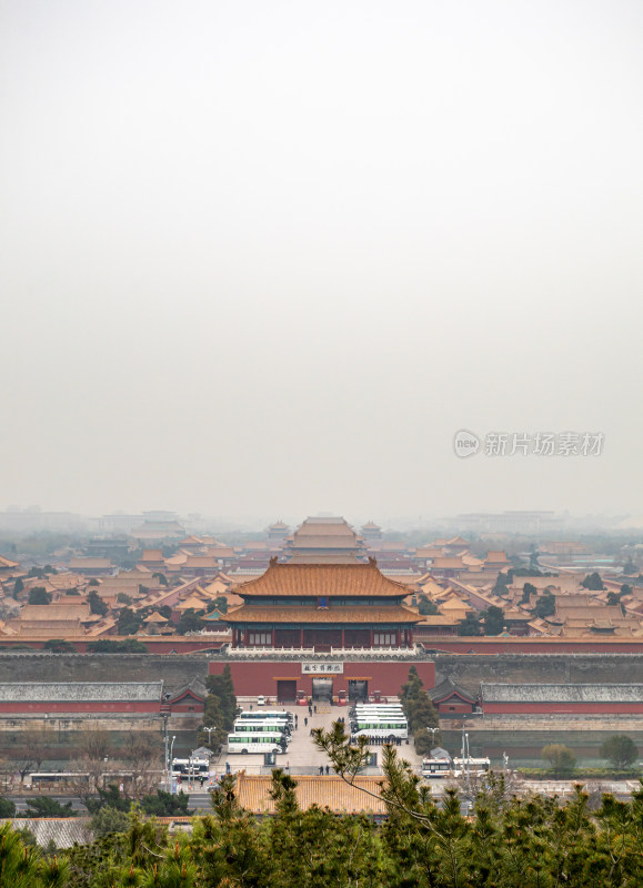 北京景山公园看故宫博物院建筑景观