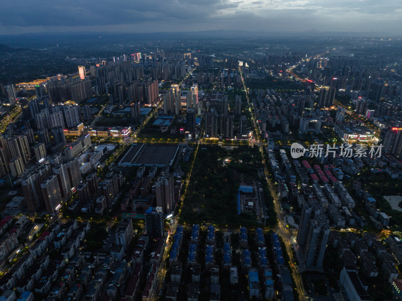 日落蓝调晚霞 航拍湖南衡阳开发区 城市风光