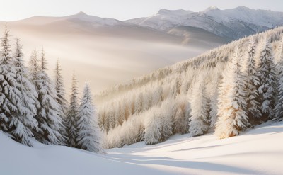 冬季森林白雪覆盖风景