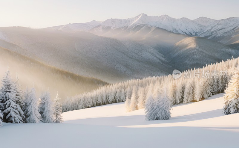 冬季森林白雪覆盖风景