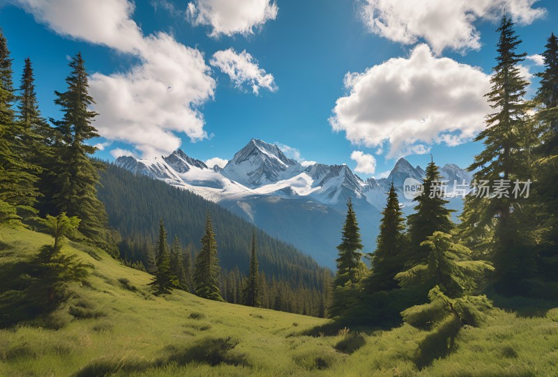 雪山高原草原森林风景