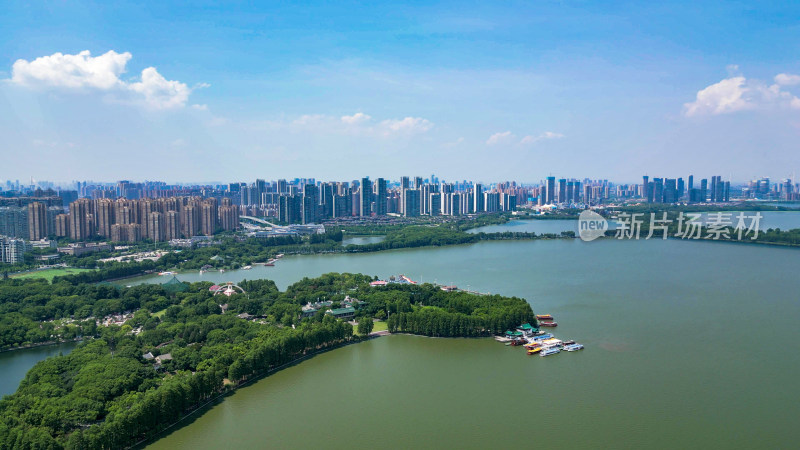 航拍湖北武汉城市大景