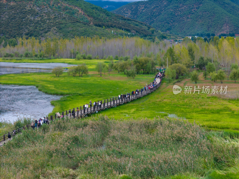 云南泸沽湖草海航拍