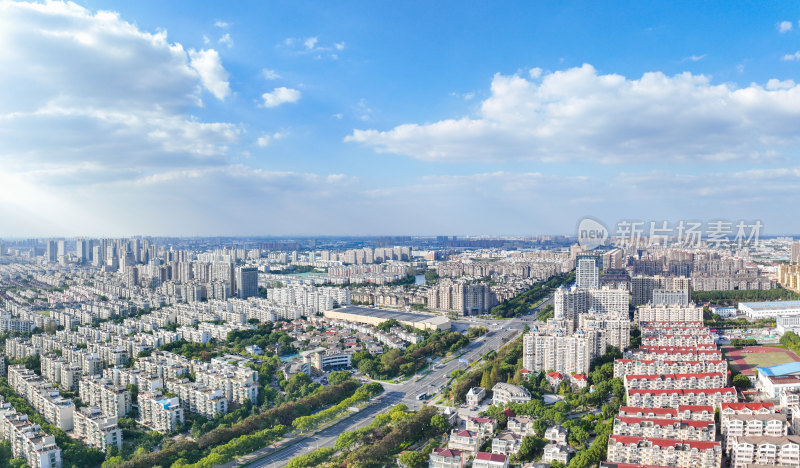 航拍昆山城市大景风光