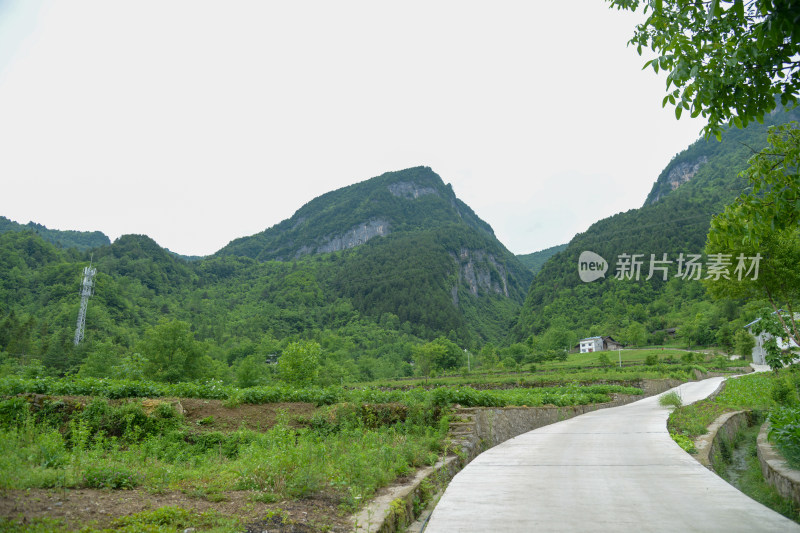 山间田园水泥路风景