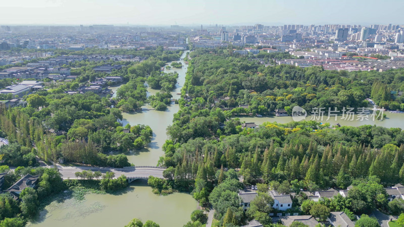 航拍江苏扬州瘦西湖5A景区