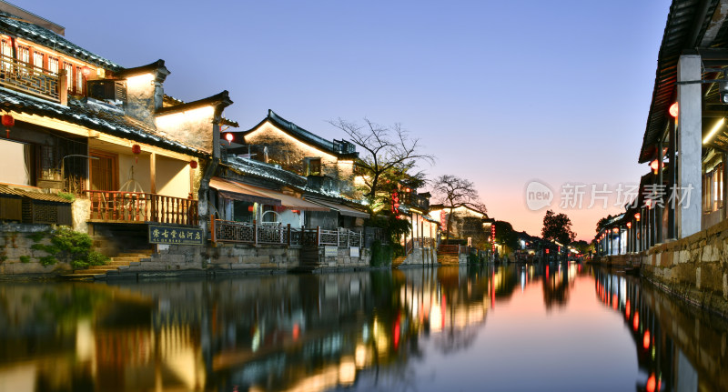 江南水乡西塘古镇景区夜景