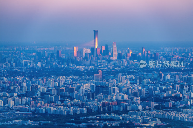 北京西山遥望城市全景国贸CBD