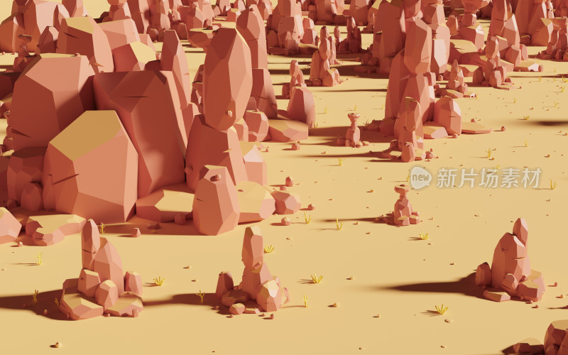 荒野与岩石背景3D渲染