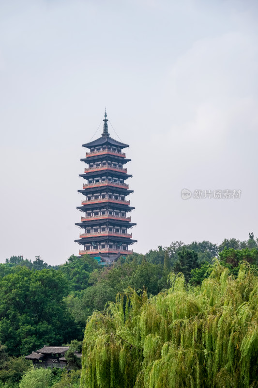 晴朗的午后，眺望扬州大明寺栖灵塔风景