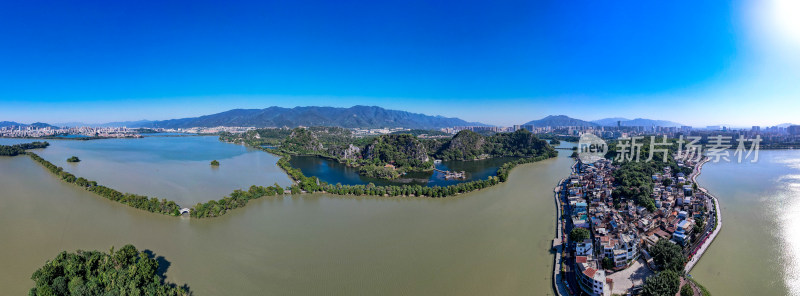 广东肇庆星湖景区航拍全景图