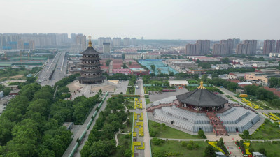 航拍河南洛阳明堂天堂景区