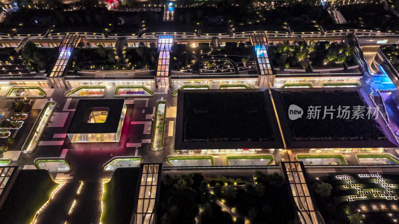 四川成都城市夜景灯光航拍图