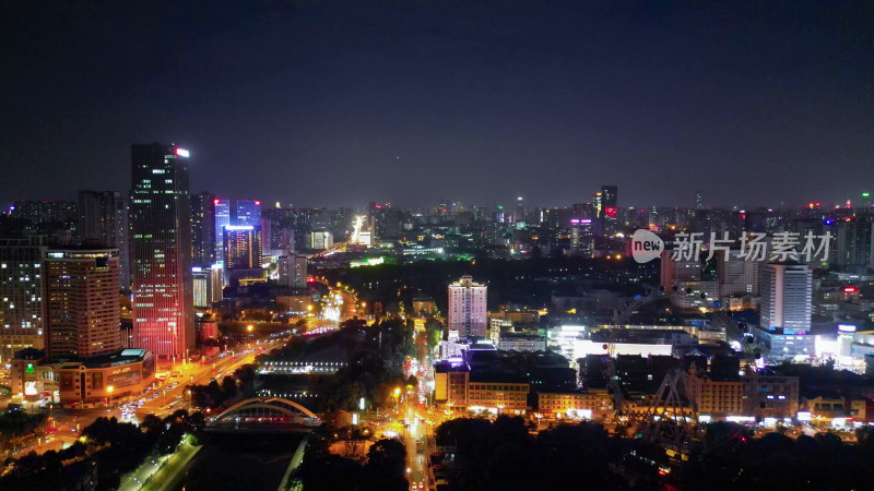 航拍安徽合肥夜景合肥老城区夜景