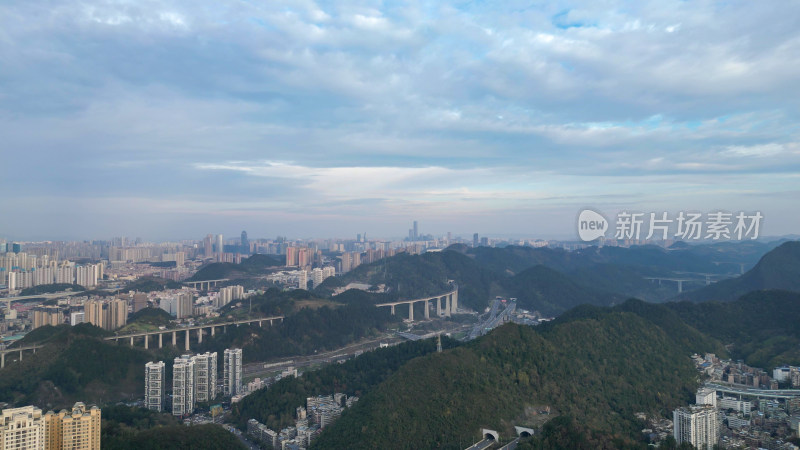 航拍贵阳大景云贵山山头公园