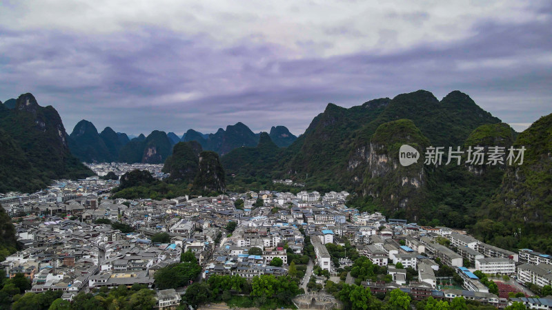 广西桂林阳朔山水风光航拍图