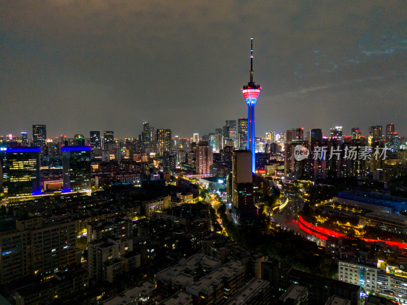 成都夜景交通航拍图