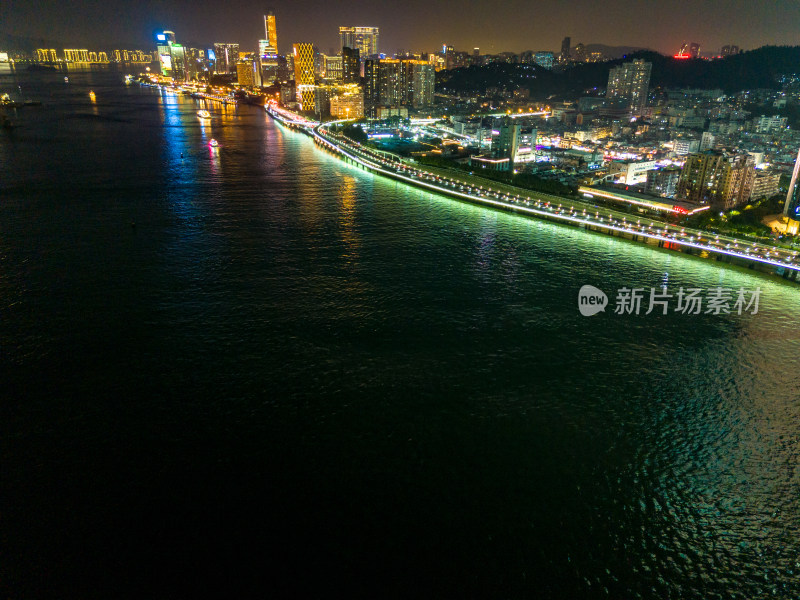 厦门夜景灯光航拍图