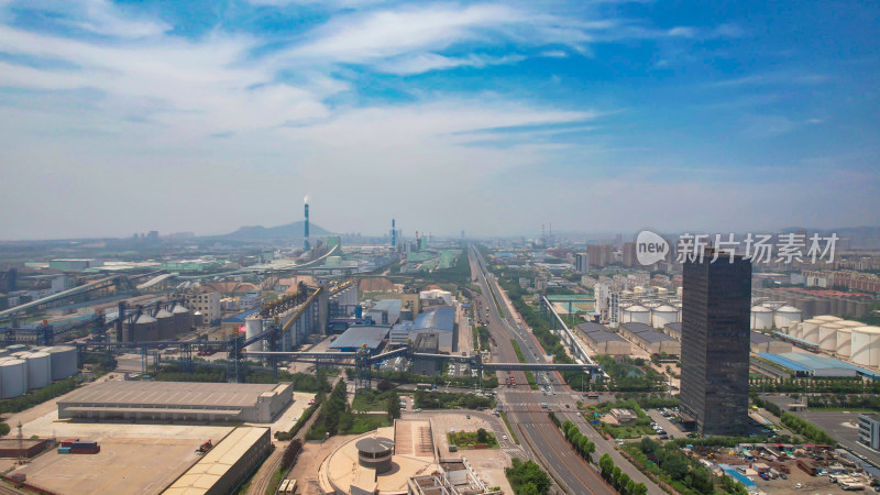 山东日照城市工业生产工厂航拍图