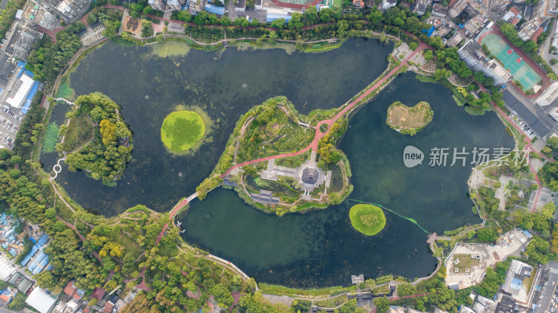 中国湖北武汉的紫阳公园航拍