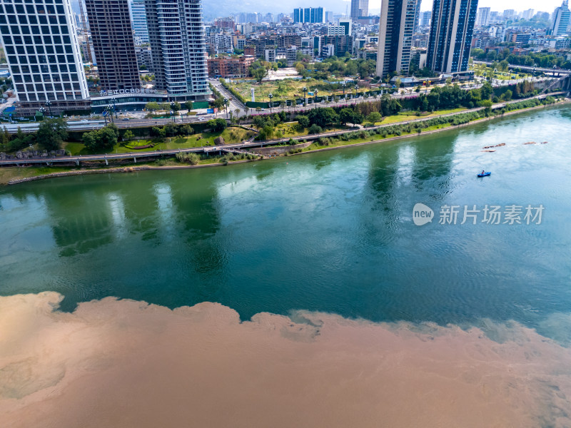 四川宜宾河流风光航拍图