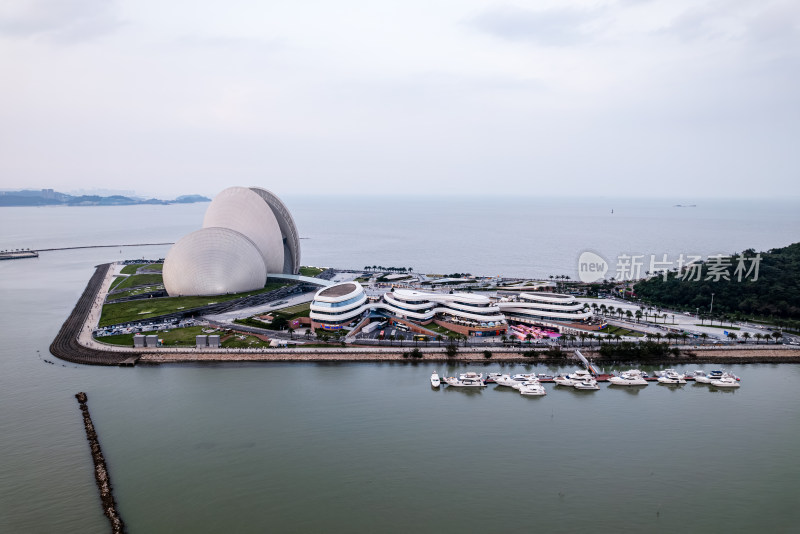 广东珠海大剧院野狸岛日月贝航拍