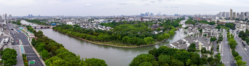 苏州盘门景区瑞光塔风景航拍历史文化旅游