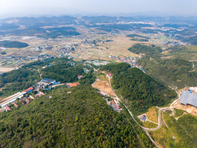 湖南山川丘陵农田乡村航拍图