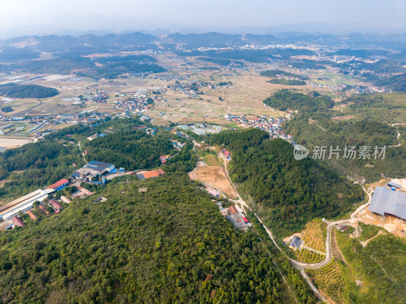 湖南山川丘陵农田乡村航拍图