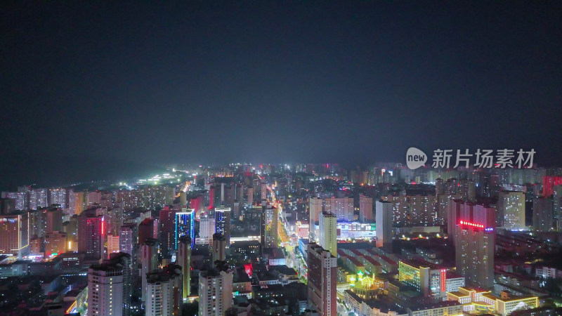 青海西宁夜景西宁建设航拍