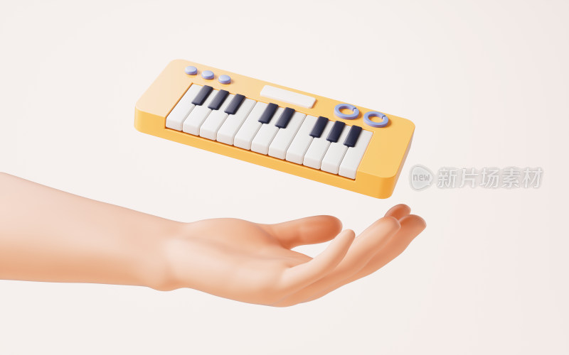手部托着的电子琴3D渲染