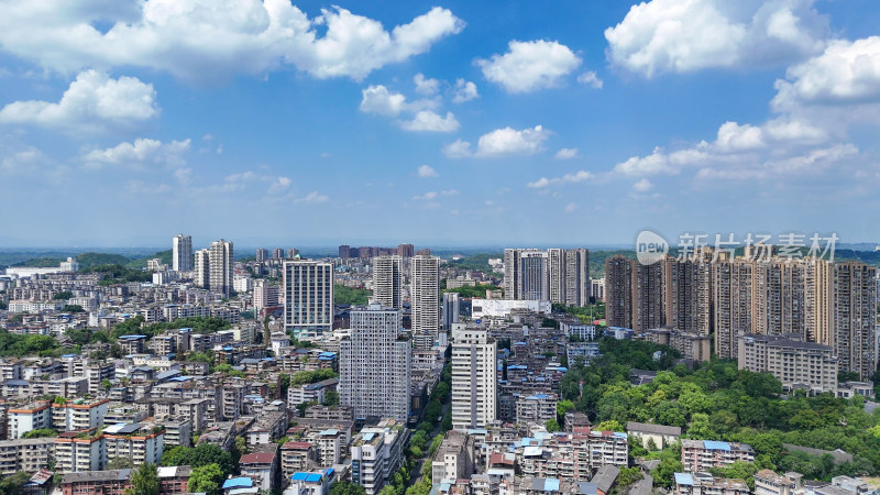 航拍四川自贡大景自贡城市建设摄影图