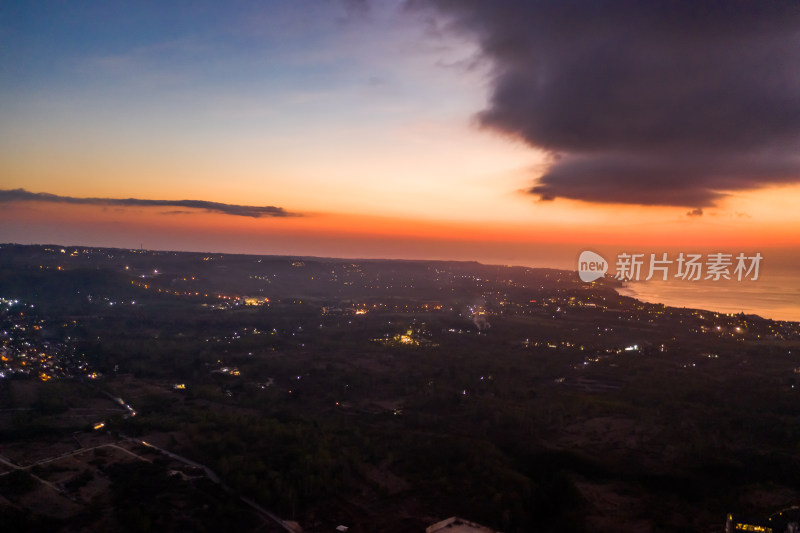 印尼巴厘岛城市夜景航拍