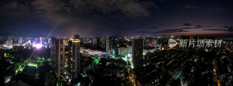 湖南郴州城市夜景航拍全景图