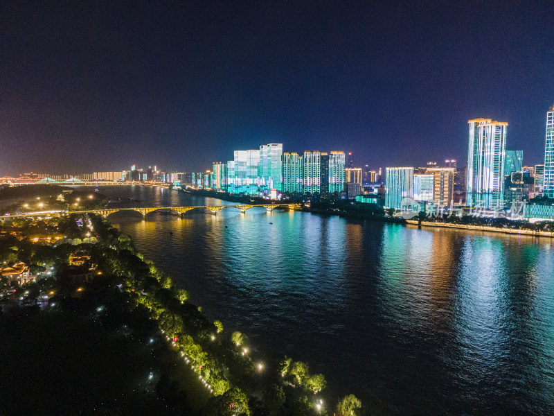 长沙夜景灯光航拍摄影图