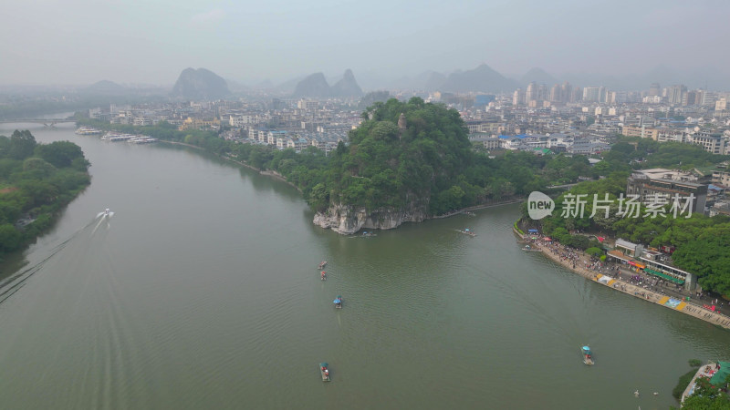 广西桂林象鼻山5A景区航拍