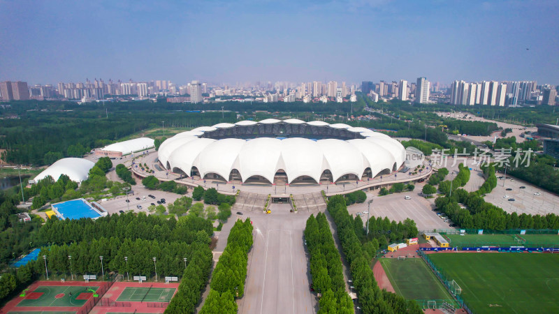 河北沧州体育中心体育场航拍图