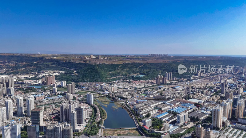 陕西宝鸡城市建设航拍图