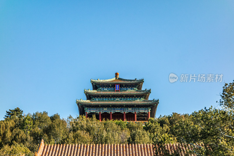 北京东城区景山公园山顶的万春亭