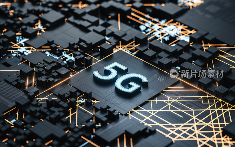 5G与科技芯片背景 3D渲染