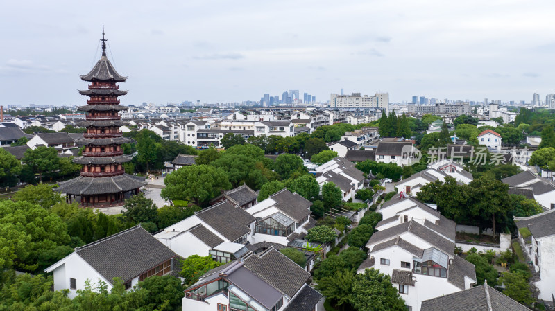 苏州盘门景区瑞光塔风景航拍历史文化旅游