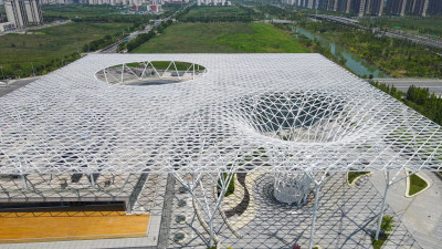 航拍湖北襄阳市文化艺术中心