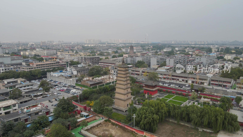 航拍石家庄正定古城开元寺