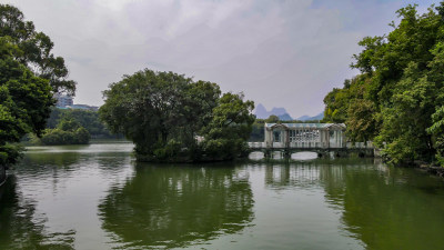 航拍广西桂林两江四湖5A景区日月双塔