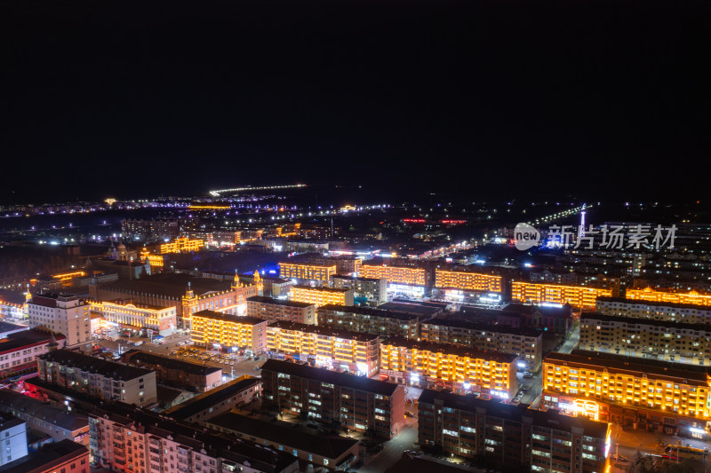 黑龙江省大兴安岭漠河市夜景航拍